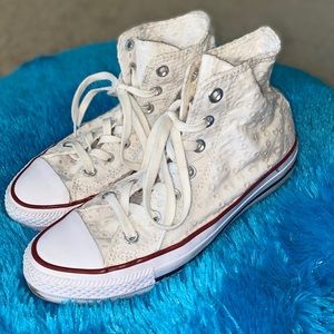 White eyelet design high-top converse - size 7
